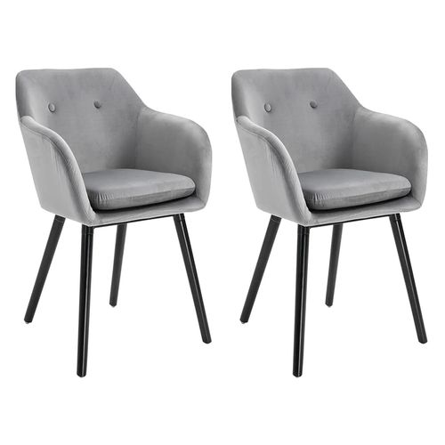 Lot De 2 Chaises De Salle à Manger En Tissu Velours - Gris