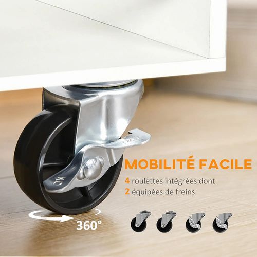 Desserte De Cuisine Îlot Central Cuisine Roues Pivotantes 360° Étagères Avec Barrières,blanc