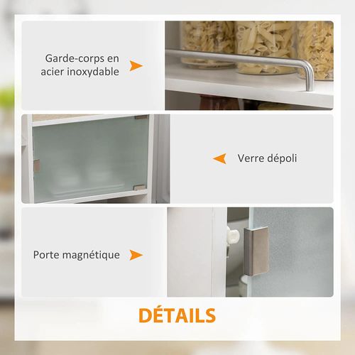 Desserte De Cuisine Îlot Central Cuisine Roues Pivotantes 360° Étagères Avec Barrières,blanc