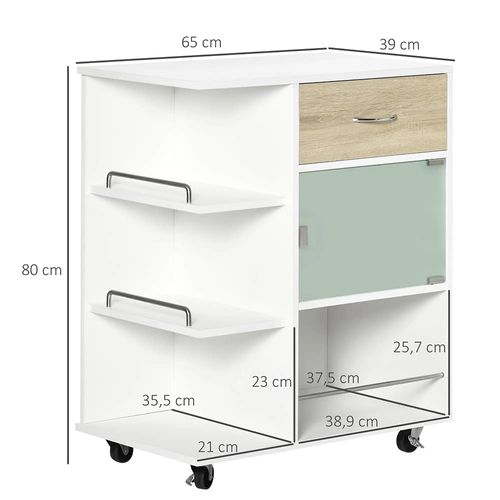 Desserte De Cuisine Îlot Central Cuisine Roues Pivotantes 360° Étagères Avec Barrières,blanc