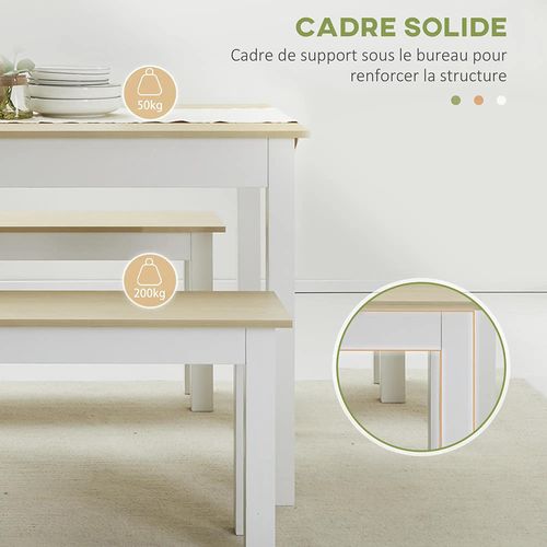 Ensemble De Salle à Manger Trois Pièces Comprenant Deux Bancs Intégrés, Panneaux De Particules