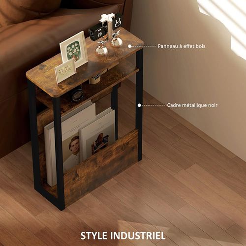 Bout De Canapé, Avec Deux Étagères, Brun Vintage.