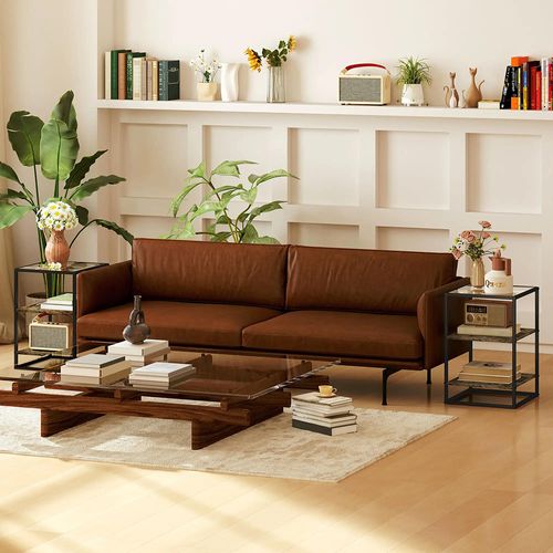 Lot De 2 Bout De Canapé 37 X 40 X 55,5 Cm, Brun Vintage