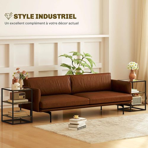 Lot De 2 Bout De Canapé 37 X 40 X 55,5 Cm, Brun Vintage