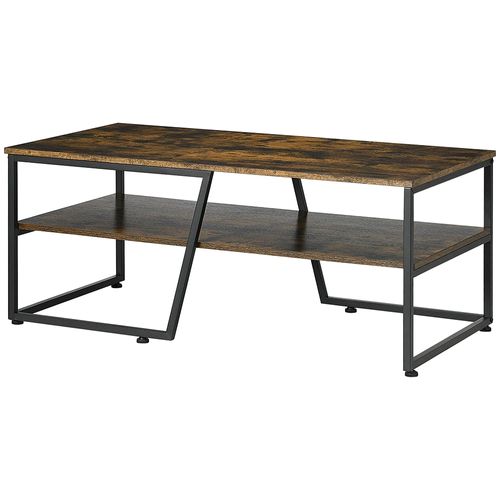 Table Basse Rectangulaire Au 1 Plateau Et 1 Étagère De Rangement Métal 106 X 55 X 45 Cm