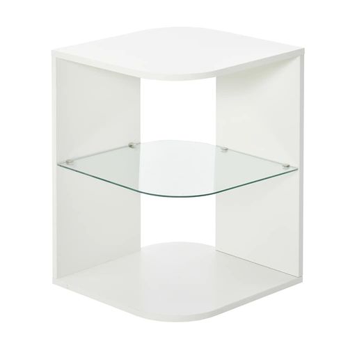 Bout De Canapé Design Contemporain - Étagère Verre Trempé Blanc