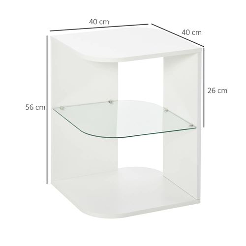 Bout De Canapé Design Contemporain - Étagère Verre Trempé Blanc
