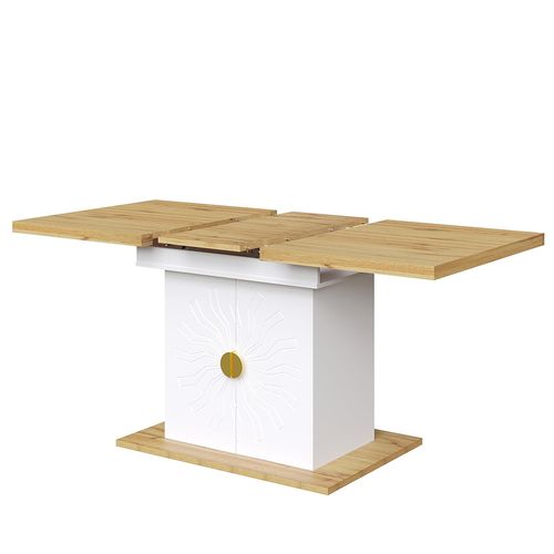 Table De Salle à Manger 110(140) X 70 X 76 Cm, Table Télescopique Avec Pare-soleil, Blanc