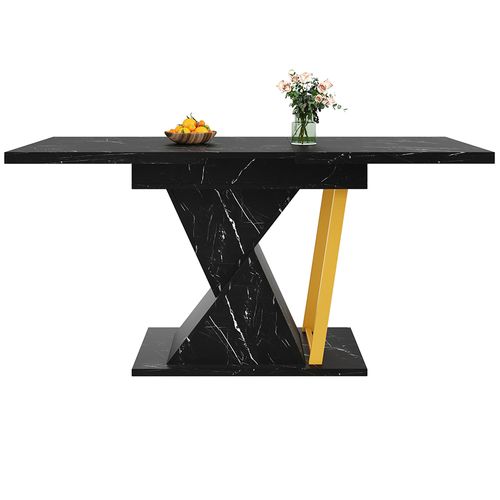 Table De Salle à Manger 110 (140) X 80 X 76 Cm, Avec Plateau Extensible, Noir
