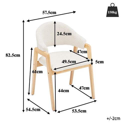 2 Chaises De Salle à Manger, Ergonomiques, Dossier Incurvé, Blanches