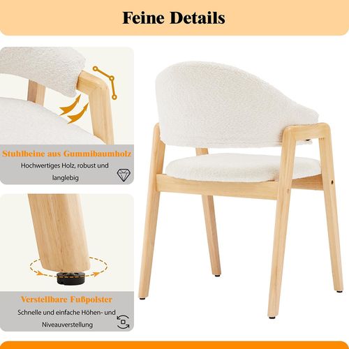 6 Chaises De Salle à Manger, Ergonomiques, Dossier Incurvé, Blanches