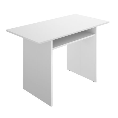 Console Extensible En Bois Mélaminé Coloris Blanc - L. 110.6 X P. 33-66.2 X H. 75.5-77.5 Cm