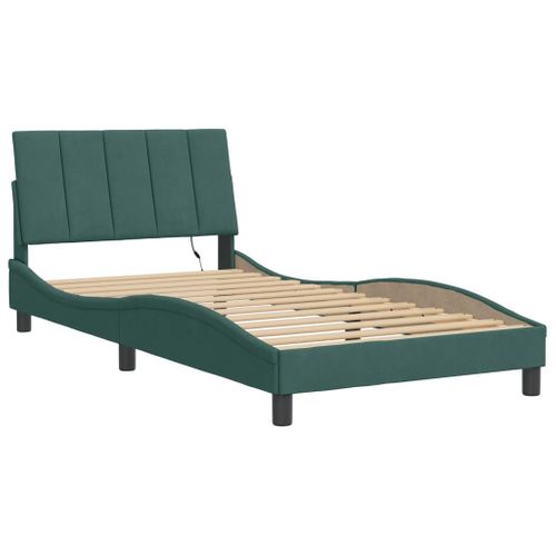 Lit Contemporain - Lit Adulte - Cadre De Lit Avec LED Vert Foncé 100x200cm Velours Li589