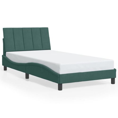 Lit Contemporain - Lit Adulte - Cadre De Lit Avec LED Vert Foncé 100x200cm Velours Li589