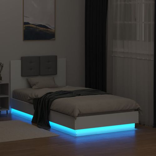 Lit Contemporain - Lit Adulte - Cadre De Lit Avec LED Blanc 90x190 Cm Li151