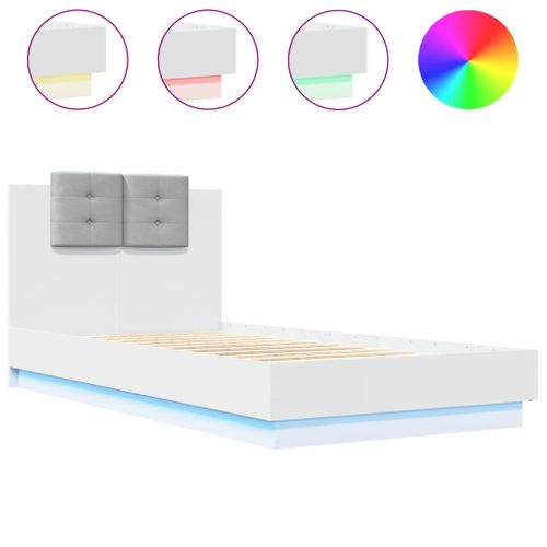 Lit Contemporain - Lit Adulte - Cadre De Lit Avec LED Blanc 90x190 Cm Li151