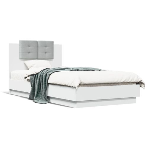 Lit Contemporain - Lit Adulte - Cadre De Lit Avec LED Blanc 90x190 Cm Li151