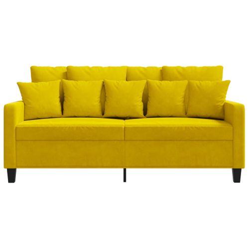 Canapé à 2 Places - Canapé Fixe - Canapé Droit Jaune 140 Cm Velours