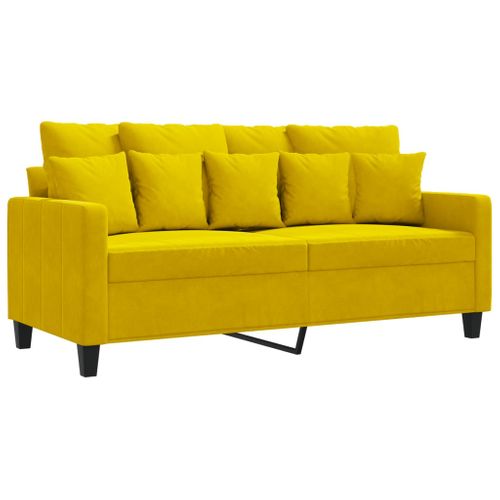 Canapé à 2 Places - Canapé Fixe - Canapé Droit Jaune 140 Cm Velours