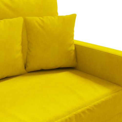 Canapé à 2 Places - Canapé Fixe - Canapé Droit Jaune 140 Cm Velours