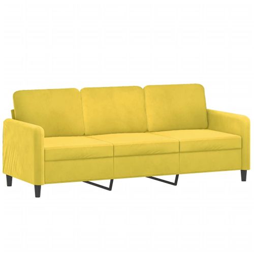 Canapé à 3 Places - Canapé Fixe - Canapé Droit Avec Repose-pieds Jaune 180 Cm Velours