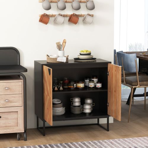 Buffet, Bahut, Meuble De Rangement Moderne Avec 2 Portes 80 X 40 X 80 Cm Noir