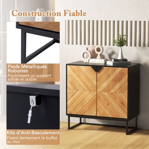 Buffet, Bahut, Meuble De Rangement Moderne Avec 2 Portes 80 X 40 X 80 Cm Noir