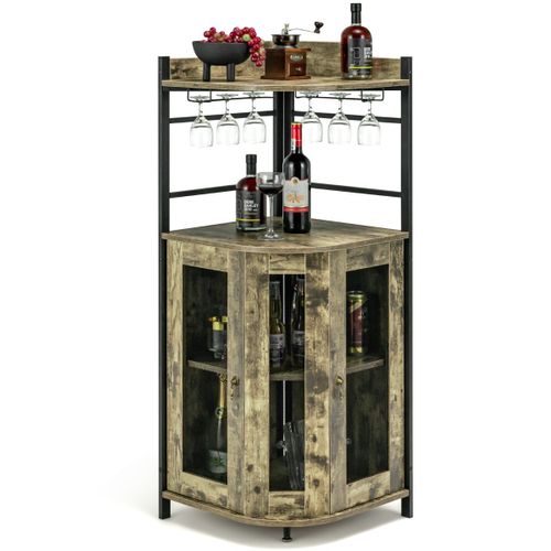 Buffet De Cuisine, Meuble Bar Industriel Avec Porte En Maille Métallique 46x46x130 Cm Café