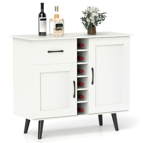 Buffet, Bahut, Meuble De Rangement Moderne Avec Casier à Vin 1 Tiroir 2 Portes 90x40x79cm Blanc