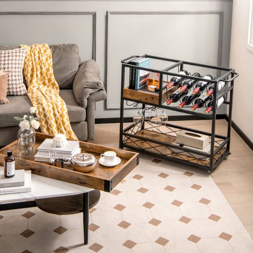 Desserte à Roulettes, Chariot De Rangement Industriel 80x40x83 Cm Avec Casier à Vin