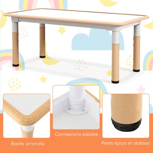 Ensemble Table Enfant Et 4 Chaises Hauteur Réglable Avec Plateau Graffiti Multifonction Naturel