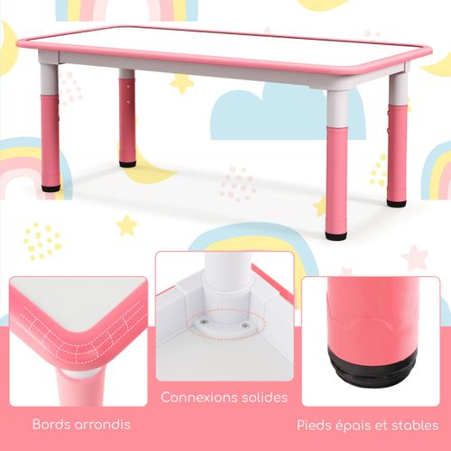 Ensemble Table Enfant Et 4 Chaises Hauteur Réglable Avec Plateau Graffiti Multifonction Rose