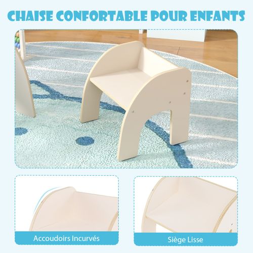 Ensemble Table Et Chaise Pour Enfants Mignon Avec Grand Plateau Bords Arrondis Blanc