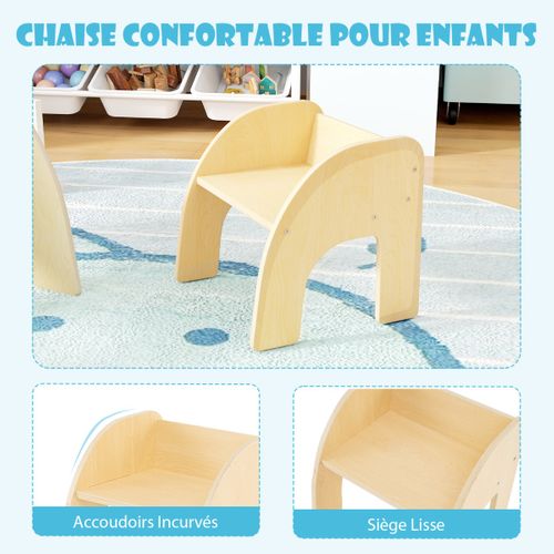 Ensemble Table Et Chaise Pour Enfants Mignon Avec Grand Plateau Bords Arrondis Naturel