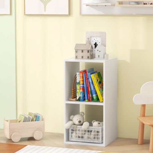 Etagère Bibliothèque Meuble De Rangement à 2 Niveauxà 2 Cubes Autoportante Blanc