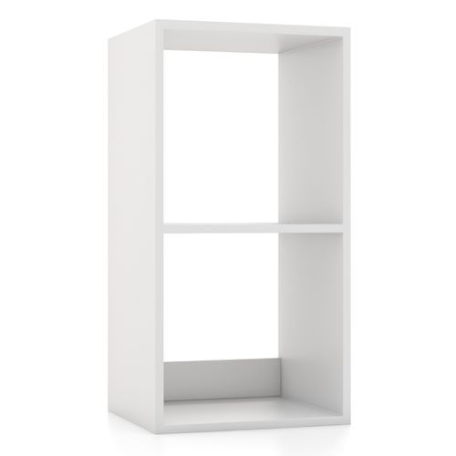 Etagère Bibliothèque Meuble De Rangement à 2 Niveauxà 2 Cubes Autoportante Blanc