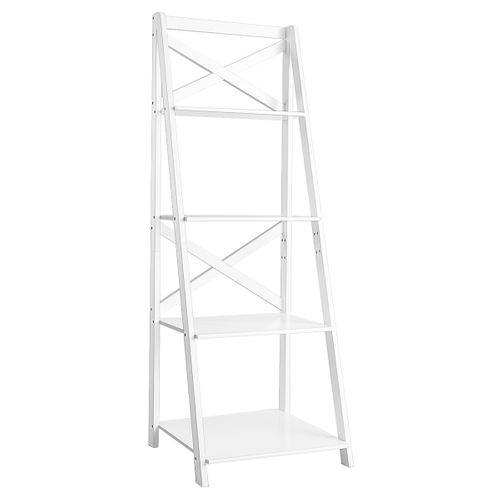 Etagère Bibliothèque Meuble De Rangement En Échelle Moderne Mdf 51x46x143cm Blanc