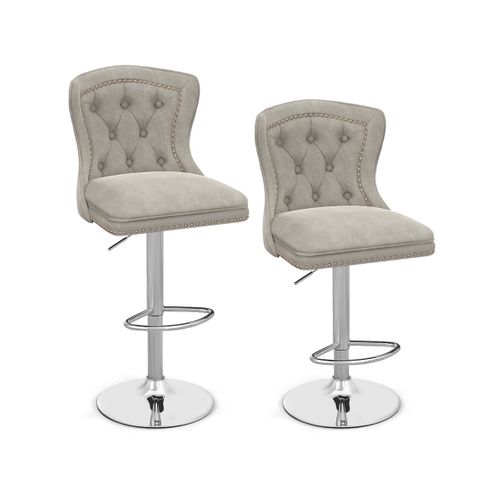 Lot De 2 Chaises De Bar En Velours Chaise Pivotante Réglable Gris