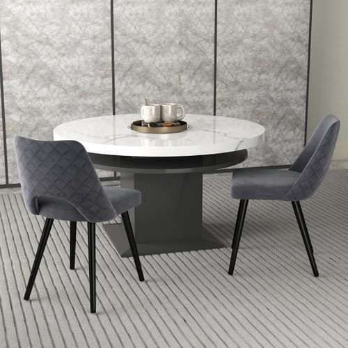 Lot De 2 Chaises De Salle à Manger, Chaises à Manger Avec Coussin Repose-pieds Réglables Gris