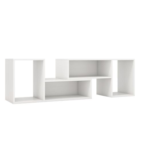 Ensemble De 2 Pièces Meubles TV Banc TV Avec Étagères Modulables Et Ouvertes Blanc