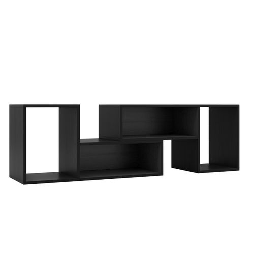 Ensemble De 2 Pièces Meubles TV Banc TV Avec Étagères Modulables Et Ouvertes Noir