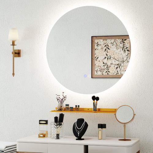 Miroir Mural Rétroéclairé LED De 60cm Variable 3 Couleurs Automatique Mémoire Réflexion Hd