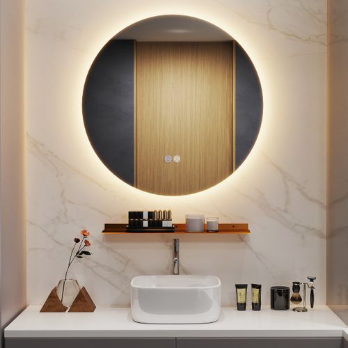 Miroir Mural Rétroéclairé LED De 60cm Variable 3 Couleurs Automatique Mémoire Réflexion Hd