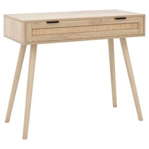 Table Console, Table D'entrée Rotin Avec Tiroir Coulissant Bois Naturel