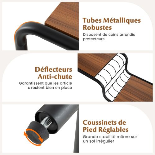 Table Console, Table D'entrée Étroite Avec Étagères à 2 Niveaux 99 X 27 X 79 Cm Marron