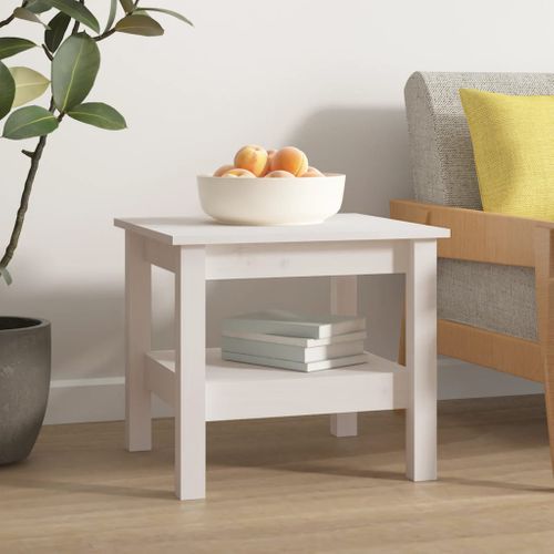 Table Basse - Table De Salon Blanc 45x45x40 Cm Bois Massif De Pin