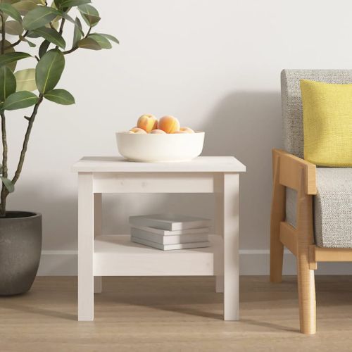 Table Basse - Table De Salon Blanc 45x45x40 Cm Bois Massif De Pin