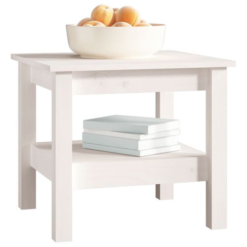 Table Basse - Table De Salon Blanc 45x45x40 Cm Bois Massif De Pin