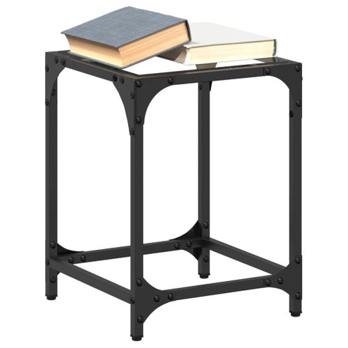 Table Basse - Table De Salon Avec Dessus En Verre Transparent 30x30x40 Cm Acier