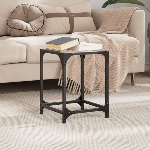 Table Basse - Table De Salon Avec Dessus En Verre Transparent 30x30x40 Cm Acier